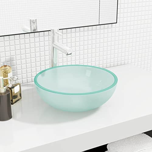 LAPOOH Lavabo Verre trempé 35x12 cm Dépoli,Vasque À Poser Salle De Bain,Lavabo Salle De Bain