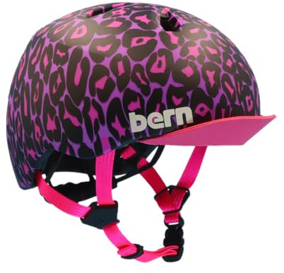 Bern Nina DVRT Kids Bike Helmet with Rotational Impact Safety│Adjustable Comfort│Trusted by Parents Worldwide│EN1078 Certified│XS/S│Matte Purple Leopard