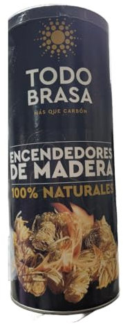 Lana de Encendido 40 uds - Todo brasa. Encendedores de Madera 100% Natural. Ideal para Barbacoa de Carbon Vegetal y chimeneas de leña.