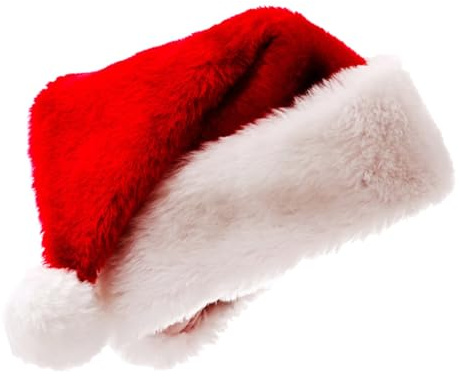Bonnet de Père Noël Adultes en Grande Taille de Luxe - Chapeau Christmas Costume en Peluche - Ornements de Noël