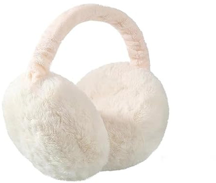 Winter Ohrenwärmer, Verstellbare Plüsch Earmuffs, Faltbare Ohrenschützer für Damen & Mädchen (Cremefarben)