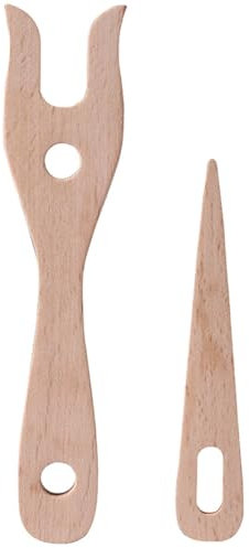 NOPKESV 2 Stück Strickgabel Holzschnur Holzwebernadeln Handgefertigter Flechter Strick Gabel Stricken Handarbeit für Kinder DIY Strickarmband Halskette Webwerkzeug