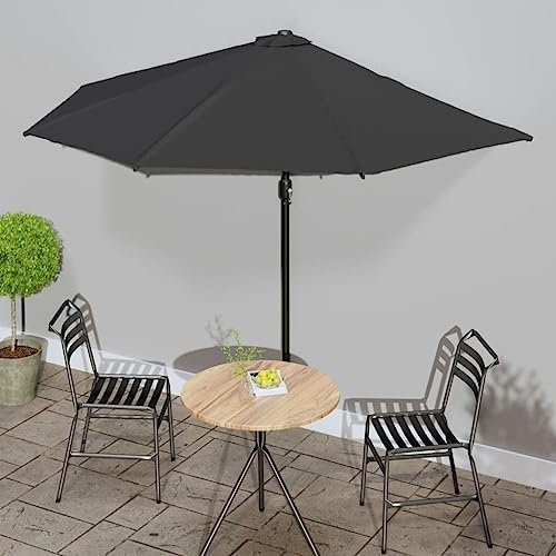 Générique Parasol de Balcon avec mât en Aluminium Noir 300x155x223cm Demi,Parasols & voiles d'ombrage,4.3KG-312504