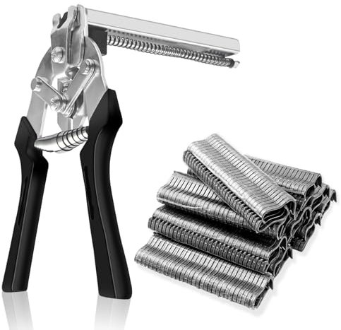 XNJIHWA Pince à Grillage et 600 Pcs M Clips Prince de Clôture Rapide Pincée Grillage pour Clôtures,Cages D'animaux,Fils de Fer,Porcheries,Travaux de Bricolage