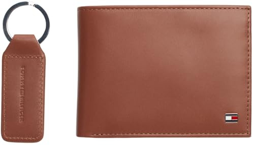 Tommy Hilfiger Uomo Set Regalo Eton Borsello e Portachiavi, Marrone (Cognac), Taglia Unica