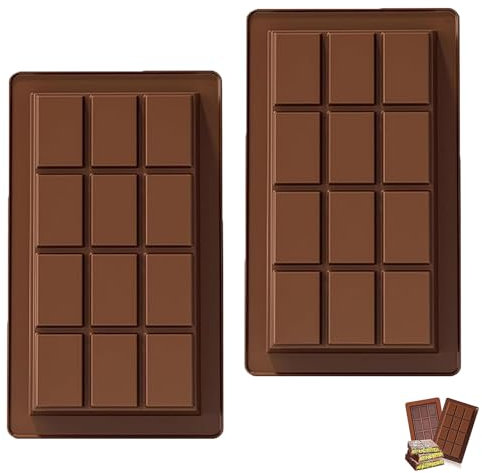 2 PCS Deep Chocolate Bar Moulds Silicone, Large Reusable Non-Stick Candy Moulds for DIY Chocolate Bars, Protein Bars, Sweets and Desserts