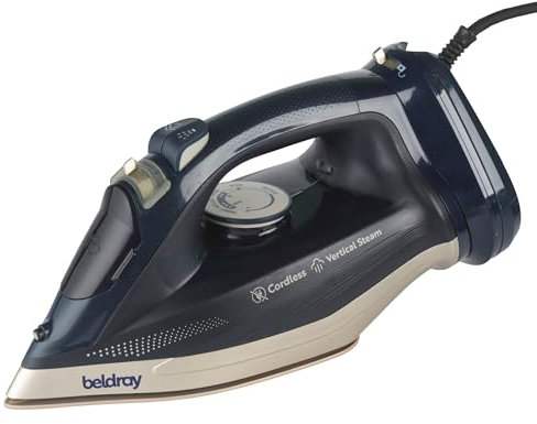 Beldray Cordless Glide Steam Iron – Use Corded Or Cordless, 2600W, Ceramic Soleplate, 320ml Water Tank, Water Spray Function & Self Clean, Vertical 120g/min Steam Shot, Variable Temperature Control