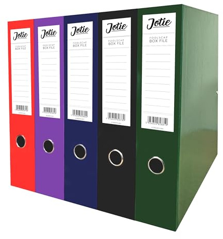 Box File with Lock Spring Ring Pull & Catch Glossy Finish 75mm Spine Ideal Document Organiser for Office School Paperwork Storage Foolscap Box Files
