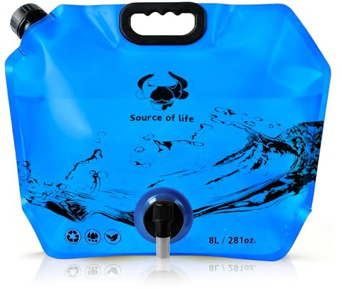 Camping Water Container, Collapsible 2 Gallon Water Jug with Spout BPA-Free