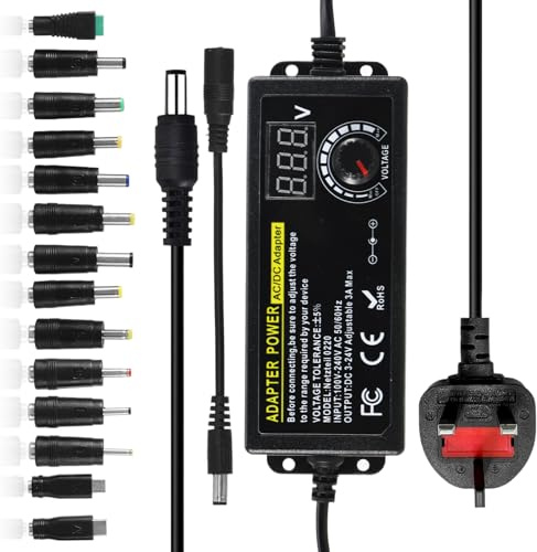 Universal Power Adapter AC 100V-240V to DC 3V-24V 3A 72W with 14 Plugs