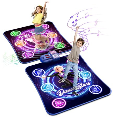 Dance Mat Toys for 3-12 Year Old Girls Boys, Dance Mat for Kids with Light Up 12-Buttons & 5 Game Modes, 2 Player Electronic Dance Pad Toys, Birthday Xmas Gifts for 3 4 5 6 7 8 9 10+ Year Old Kids