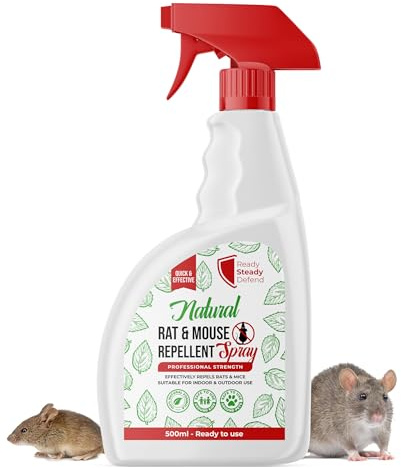 Rat & Mouse Repellent Spray 500ml – Plant-Based Peppermint Oil Spray for Rats - Indoor & Outdoor Use – Natural Mouse Repellent for Home, Garden, Garage & Car Engines – Ready to Use Anti Rodent