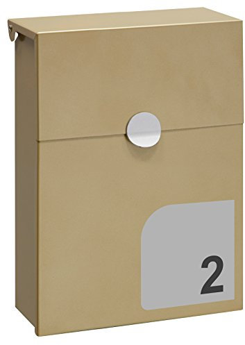 ARREGUI Tondo S E6725-SIL Buzón Exterior de Acero Tamaño S (Correo DIN A5) | Buzón de Pared Pequeño | con Cerradura de Buzón Tapada | Antilluvia | con Nº de Vivienda Personalizable | Dorado y Plata