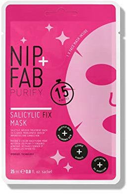 Nip + Fab Salicylic Acid Fix Sheet Mask for Face with Salicylic Acid, Hyaluronic Acid, Lotus Flower BHA Facial Mask, 24ml