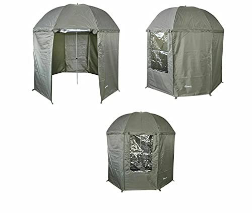 Carp On Angelschirm 2.5m geschlossen Schirmzelt Anglerschirm mit Fenster 5 Seasons Schirm Angelschirm geschlossen, wasserdicht Karpfenzelt Anglerschirm Angelzelt