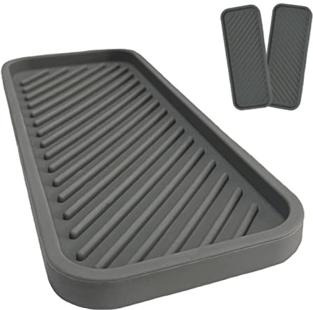 SOQKEEN 2 Piezas Organizador de Silicona para Fregadero y Baño, Jabonera Antideslizante y Soporte de Esponja, Bandeja Escurridora Multiusos para Cocina y Baño