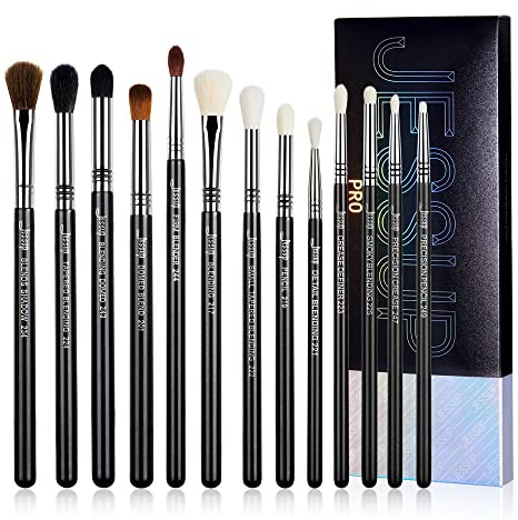 Jessup pennelli occhi Set pennelli sfumare professionale 13 pezzi Set pennelli trucco occhi pennelli make up premium Smoky Blender Precision Crease Definer Pencil Black Silver T338
