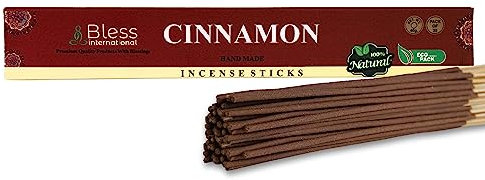Bless-Zimt-Räucherstäbchen, 100 % natürlich, handgefertigt, handgetaucht, organisch-chemikalienfrei, zur Aufbereitung, Entspannung, Positivität, Yoga-Meditation, der beste Holzduft (25 Stäbchen (40