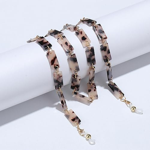 QQLADY Chaînes de Lunettes de Soleil en Acrylique léopard pour Femmes lanière de Lunettes Autour du Cou Porte-chaîne de Masque Vintage Collier de chaîne de Lunettes