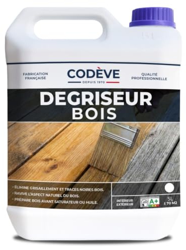 Degriseur Bois - Codeve Bois - 5L - Intérieur/extérieur - Pour Dégriser Un Bois Grisaillé, Noirci, Bruni Ou Taché Par L'humidité.