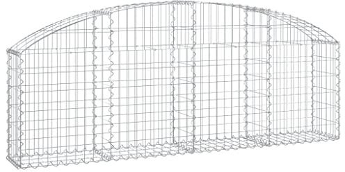 Makastle Parterre surélevé en Gabion arqué, jardinière en Cage à Pierre, Lit Surélevé à Gabion, Parterre de Fleurs Jardin Terrasse Extérieur Jardinière Panier à Pierres, 200x30x60/80 cm Fer galvanisé