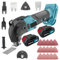Cordless Oscillating Multi Tools 18V 3.0AH Battery*2 Charger Brushless Motor 3.2° Oscillating Angle 3Pounds Oscillating Saw, with 22pcs Accessories for Cutting,Sanding,Scraping