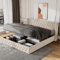 Jtyca Upholstered double bed frame with storage, 4FT6 Velvet Double Ottoman Bed Frame with Hydraulic Lever, Beige, 135 X 190 CM, (Without Mattress)