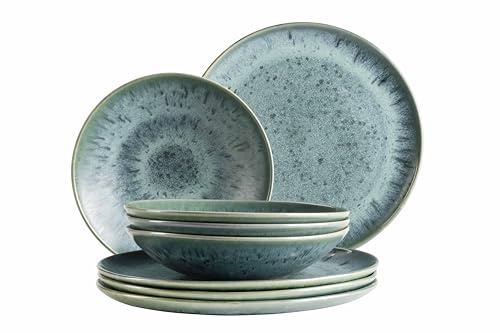 MÄSER, Serie Carellia, set di piatti per 4 persone, stoviglie Portogallo, gres, blu