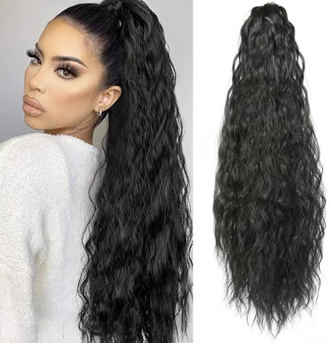 TTPSRY Coda Cavallo Ondulata Riccio Lungo Clip Extension Capelli Sintetici Posticcio Acconciatura Voluminosa Naturale 50cm