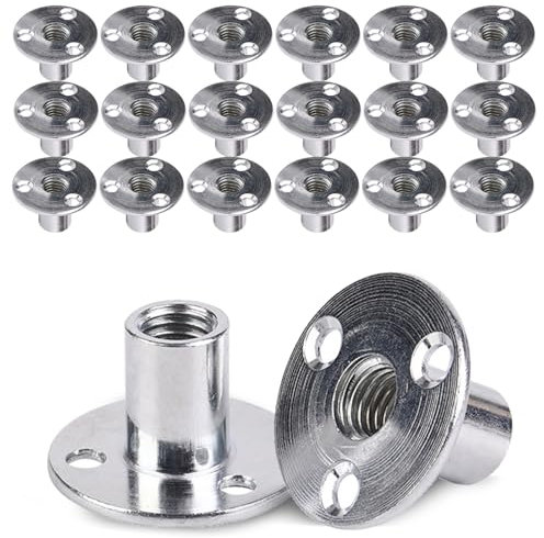 20 Stück 3 Loch T Mutter M8, Flanschmutter M8 Flanschmuttern Einschraubmutter 3 Loch T Nut T Muttern Brad Loch zur Befestigung Verbindungsmöbel (M8x37x2,5mm)