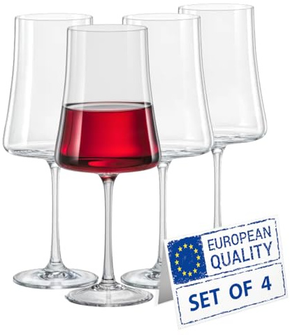 Biandeco Wine Glasses Set of 4 | 13.5oz Hand-Blown Bohemia Titanium Crystal Goblets, Lead-Free Elegant Glassware for Red & White Wine
