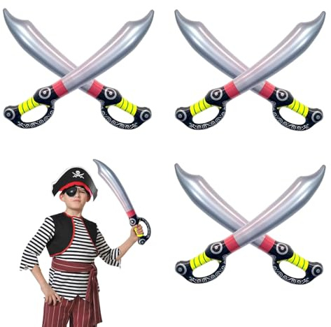 SAIIURV 6 Piezas Espada Pirata Inflable para Niños Adultos, 70cm Juego de Espada Hinchable Piratas Cuchillo Globos Accesorios de Disfraces para Carnaval Fiesta Festivales Cosplay (Multicolor)