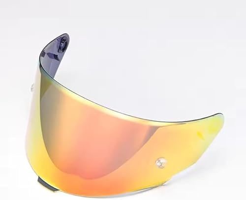 YOFAB Visera Casco de Motocicleta para KYT TT TTC, Visera de Lente para Casco Protección contra Viento y Antivaho, Accesorios para Cascos de Moto,F Aurora Golden Red