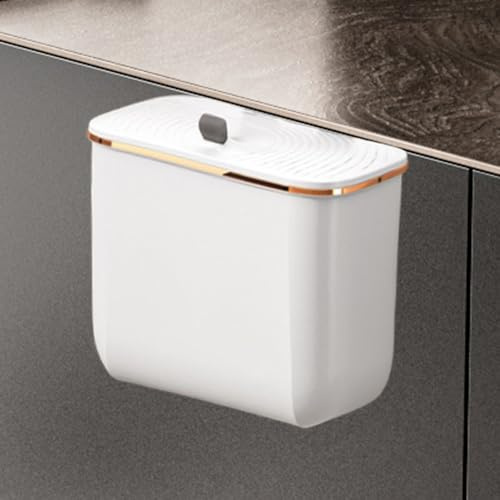 Yiohejy Wall Trash Can, 7L Hanging Food Waste Bin With Lid, Kitchen Mountable Trash Bin, Cupboard Garbage Can, Space-Saving, For Under Sink, Cupboard, Cabinet, Counter