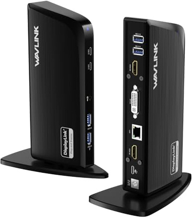 WAVLINK DisplayLink Docking Station 13-in-1 USB C Laptop Dock, triplo display (4K HDMI+2×2K HDMI/DVI), 5Gbps USB-C/A, Ethernet, compatibile con Windows/Mac OS/MacBook Neo (senza ricarica laptop)