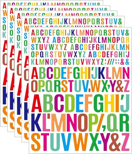 ZIOYANE 900 piezas de pegatinas, letras de vinilo de colores, números, pegatinas, grandes, resistentes a la intemperie, letras autoadhesivas para scrapbooking, fabricación de tarjetas, decoración DIY