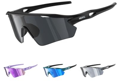 Meayll Gafas de ciclismo para hombre y mujer, gafas de sol UV400, gafas de sol deportivas, montura TR90 con alas nasales ajustables, gafas de protección para MTB, gafas rápidas, gafas de sol para