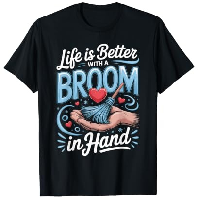Life is Better with a Broom in Hand Curling Player T-Shirt