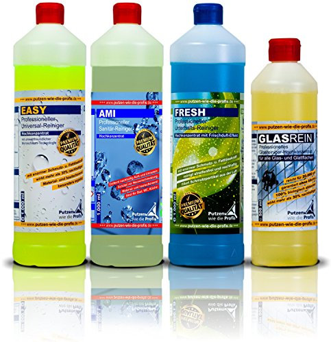 Putzen wie die Profis – 4er Set Hochkonzentrierte Reinigungsmittel für Haushalt & Bad - Fresh, Easy, GlasRein & AMI - fettlösend, kalklösend, streifenfrei - tierversuchsfrei & umweltfreundlich