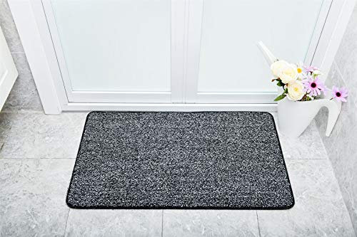 Vinsani Non-Slip Indoor Magic Clean Step Mat Machine Washable Floor Doormat Super Absorbent Carpet Runner Entrance Rug Liner - Black/White - 45 X 75 cm