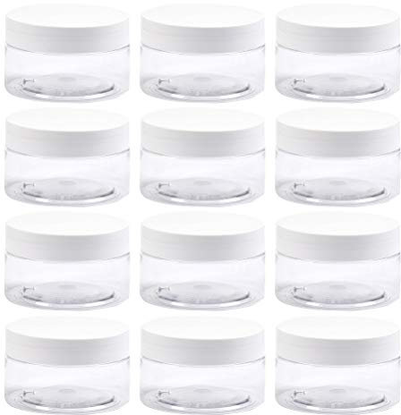 12Pcs kleine Dosen Mini Dosen 100ml/80g Leere Klare Kunststoff kleine Behälter Roben Kosmetik Weitmund Plastikbehälter kleine Dose mit Deckel für Creme Dosen DIY Schleim Creme Behälter Tiegel Döschen