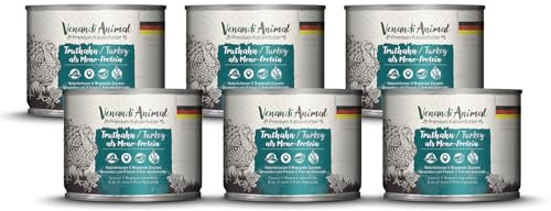 Venandi Animal – Premium Katzenfutter – Truthahn als Monoprotein, Nassfutter, getreidefrei und naturbelassen, 6er Pack (6 x 200g)