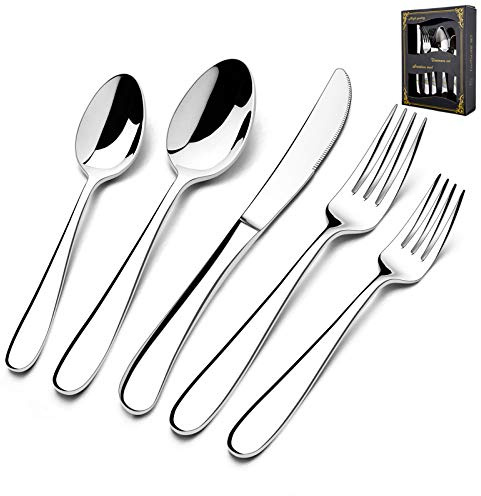 HaWare Silverware Set for 12, 60-Piece Heavy Duty Stainless Steel Flatware Utensils, Food Grade Cutlery Set Including Knife Fork and Spoon, Modern Tableware for Home and Restaurant, Dishwasher Safe
