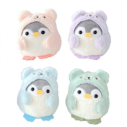 TROYSINC 4er Set Plüsch Pinguin Schlüsselanhänger, Niedlicher Pinguin, Süße Pinguin Stofftier Plüschtier, Pinguin Kuscheltier, Geschenke für Jungen Mädchen Kinder 9cm