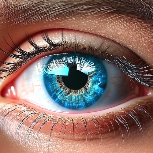 GLAMLENS Lenti a contatto colorate Amalfi Azul - azzurre mensili - con porta lenti a contatto -blu naturali in silicone idrogel - 2 pezzi - DIA 14.0 - senza correzione 0.00 diottrie lente a contatto