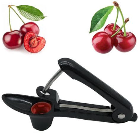 Kirschentkerner,Kirschkernentferner,Edelstahl Entkerner Kirschen,Kirschentsteiner Obstentkerner Cherry Corer Entferner,Hand Fruit Entkernen,Kirschenentkerner,für Obst,Kirsche Obstbeere (Schwarz)