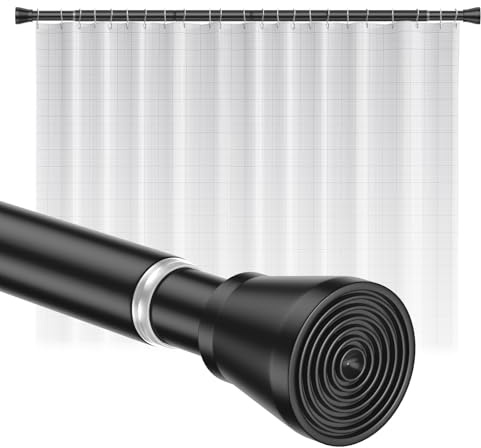 Telescopic Curtain Pole No Drilling Required 113-197 cm Black
