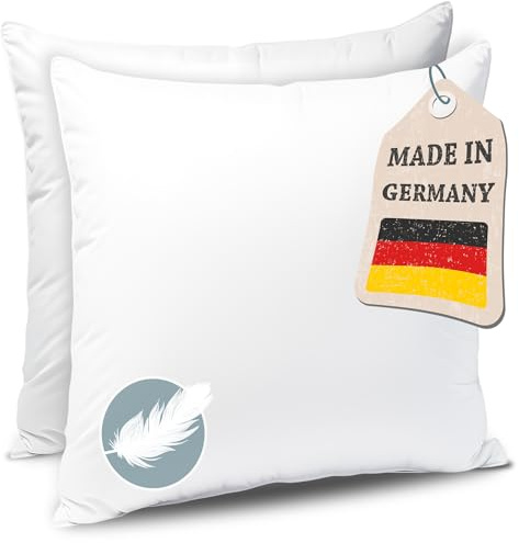 KNERST Kopfkissen Federkissen Made in Germany - Kissen mit 100% Federfüllung - Federkopfkissen mit Bezug aus Baumwolle - Ökotex-Zertifiziert - Füllkissen für erholsamen Schlaf - Kissen 50x50 2er Set