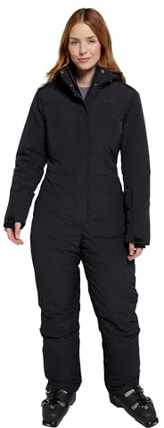 Mountain Warehouse Cloud Skianzug für Damen – Wasserdichter Schneeanzug Verstellbare Kapuze Sichere Taschen Schmeichelhafte Passform – Skifahren, Sport, Wandern, Outdoor Schwarz Damengröße EU 40