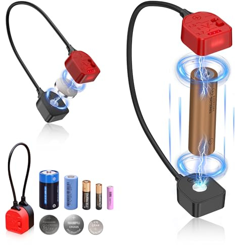 Testeur de piles magnétique universel avec 3 voyants lumineux pour piles bouton AA/AAA/CR2025/CR2032/LR44/LR41/CR2/CR2450/CR123/CR2/CR1632/C/D et autres piles domestiques
